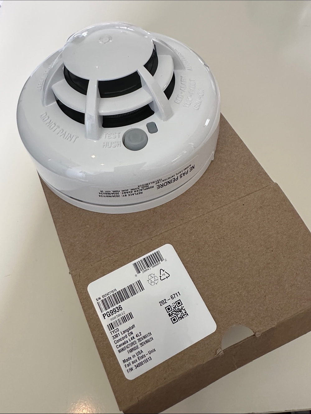 NEW Tyco DSC PG9936 Photoelectric Smoke Detector - White